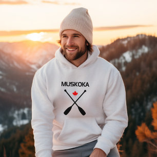 Muskoka Canada Crossed Paddle Oars Maple Löv Hoodie