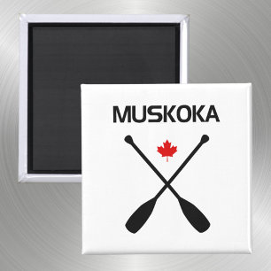 Muskoka Canada Crossed Paddle Oars Maple Löv Magnet