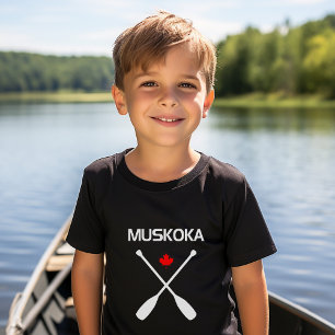 Muskoka Canada Crossed Paddle Oars Maple Löv Mörk T Shirt