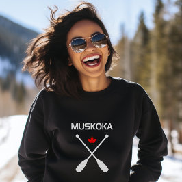Muskoka Canada Crossed Paddle Oars Maple Löv Mörk T Shirt