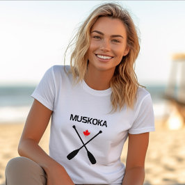 Muskoka Canada Crossed Paddle Oars Maple Löv T Shirt