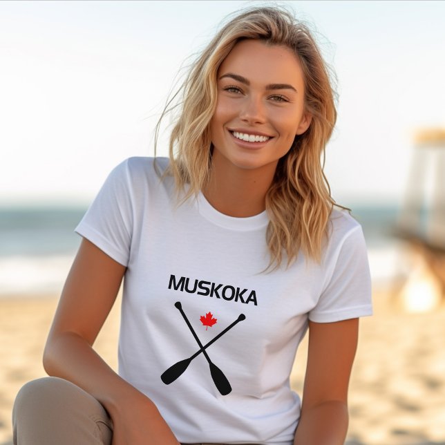 Muskoka Canada Crossed Paddle Oars Maple Löv T Shirt (Skapare uppladdad)
