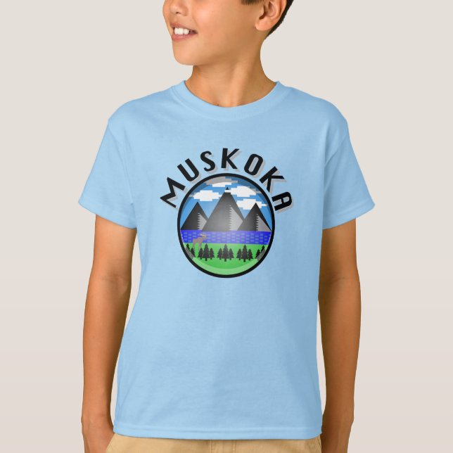 Muskoka Design (version 2) - Barns grundläggande T Shirt (Framsida)