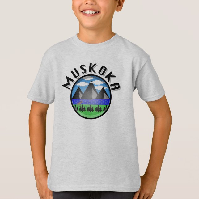 Muskoka Design (version 2) - Barns grundläggande T Shirt (Framsida)