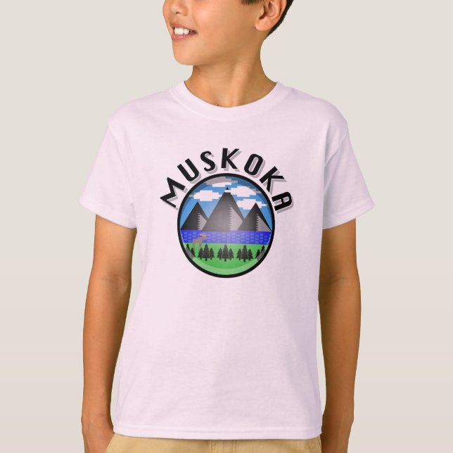 Muskoka Design (version 2) - Barns grundläggande T Shirt (Framsida)