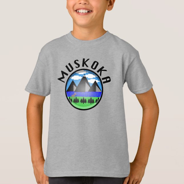 Muskoka Design (version 2) - Barns grundläggande T Shirt (Framsida)