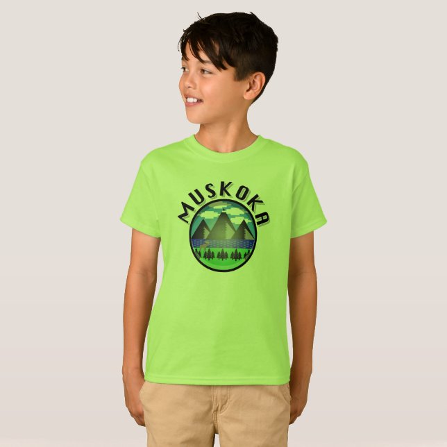 Muskoka Design (version 2) - Barns grundläggande T T Shirt (Hel framsida)