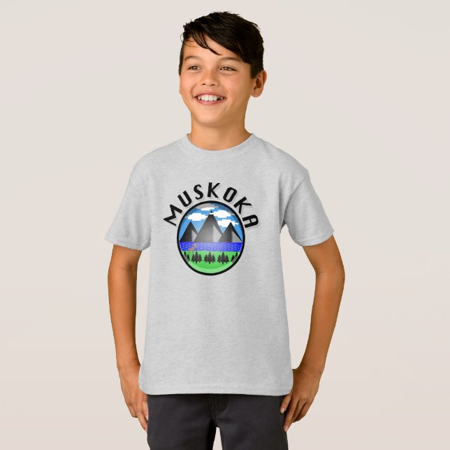 Muskoka Design (version 2) - Barns grundläggande T T Shirt (Hel framsida)