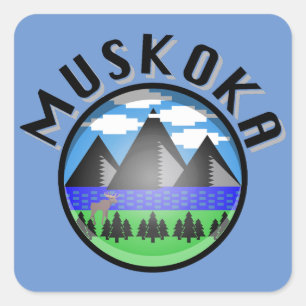 Muskoka Design (version 2) - Beach Towel Fyrkantigt Klistermärke