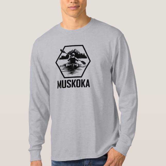 Muskoka Ontario Kayaker - Basic Långärmad T-Shir T Shirt (Framsida)