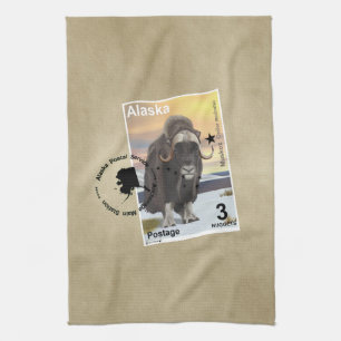 Muskox Frimärke Souvenir Kökshandduk