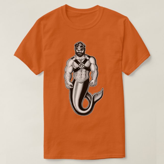 Muskulär läder Merman T Shirt (Design framsida)
