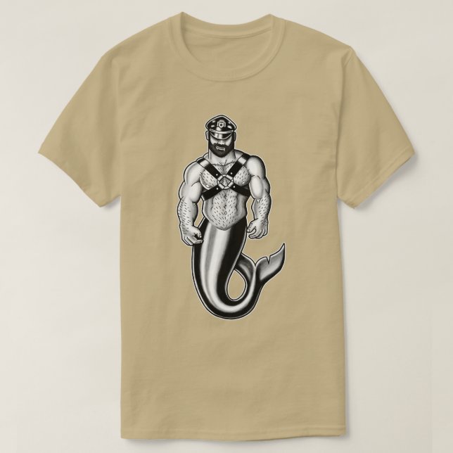 Muskulär läder Merman T Shirt (Design framsida)