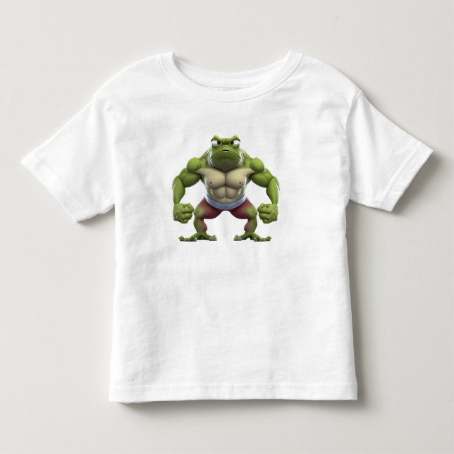 Muskulös Groda, Stark Muskelbyggande Groda T Shirt (Framsida)