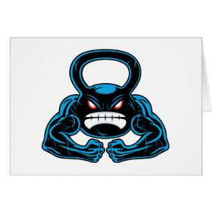 muskulös ilsken kettlebellmaskot hälsningskort