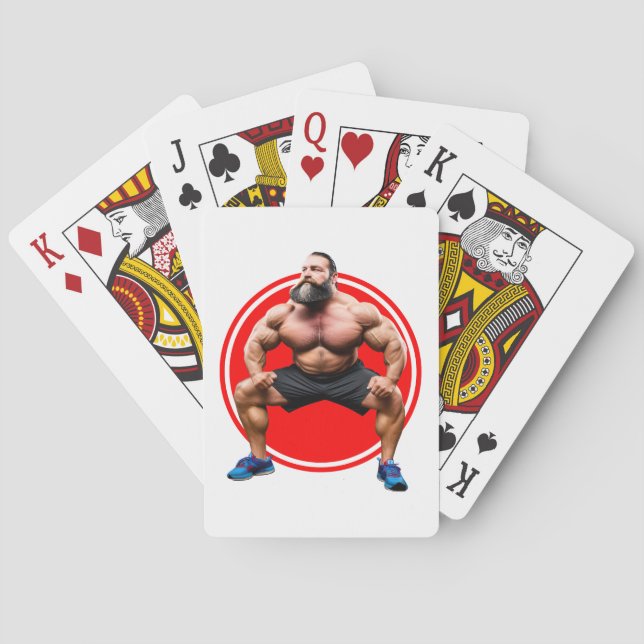 Muskulös skäggprydd casinokort (Baksidan)