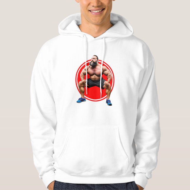 Muskulös skäggprydd hoodie (Framsida)