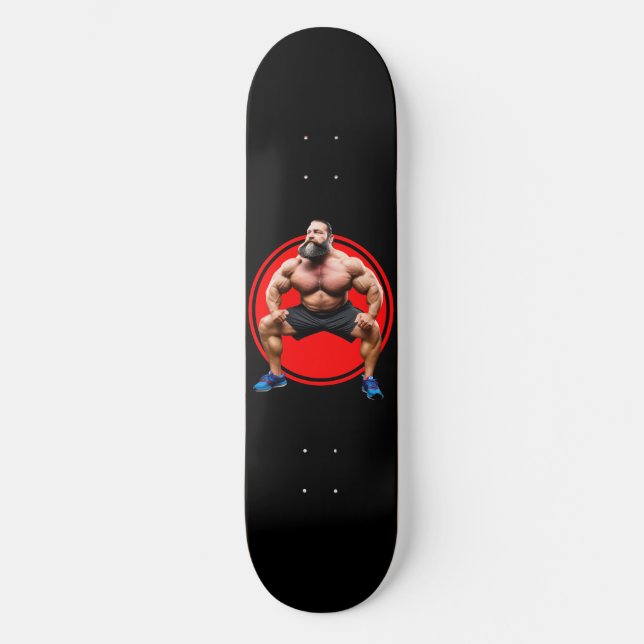 Muskulös skäggprydd mini skateboard bräda 18,5 cm (Framsida)