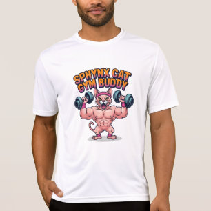 Muskulös Sphynx Katt Gym Kompis Tecknad T Shirt