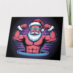 Muskulös Tomte Kroppbyggare Illustration Kort