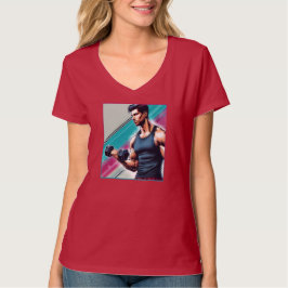 Muskulöser Mann mit einer Hantel T Shirt