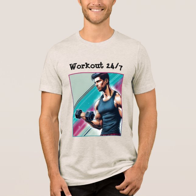 Muskulöser Mann mit einer Hantel T Shirt (Framsida)