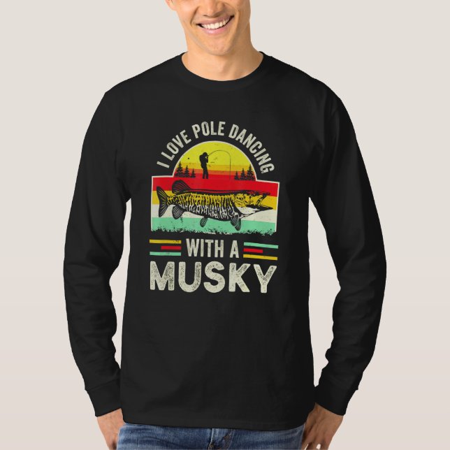Musky Fish Gag Muskie Fishing Retro Fisherman Papp T Shirt (Framsida)