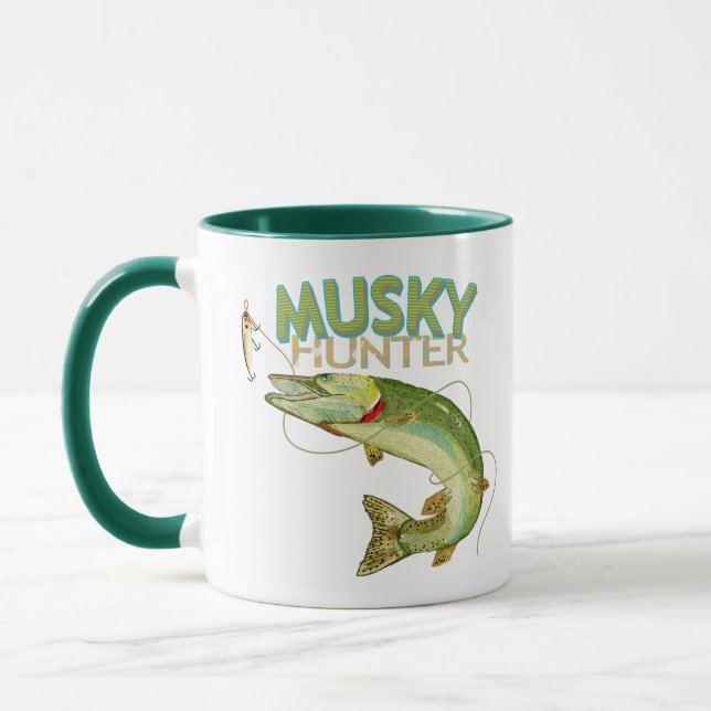 Musky Hunter Fisherman Trendig Design Coffee Mugg (Vänster)