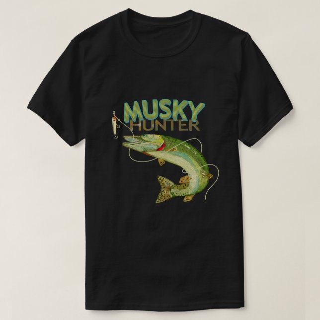 Musky Hunter Fisherman Trendig Design T Shirt (Design framsida)