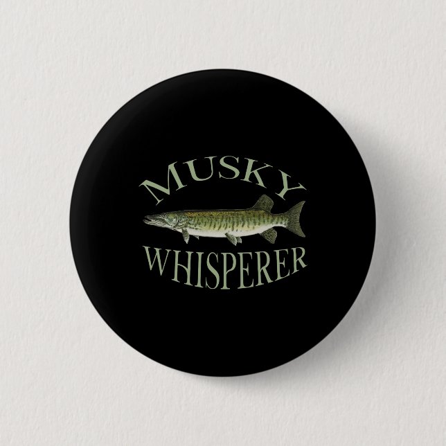 Musky Muskellunge Fisk Illustration Konst Fiske An Knapp (Framsida)