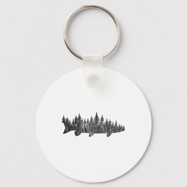 Musky Pine Forest Treeline - Outdoor Fishing Angle Nyckelring (Framsida)
