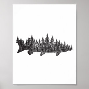 Musky Tallskog Trädlinje - Utomhus Fiske Vinkel Poster