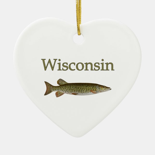 Musky Wisconsin Julgransprydnad Keramik (Framsidan)