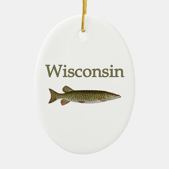 Musky Wisconsin Julgransprydnad Keramik (Framsidan)