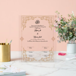 Muslim Bröllop Contract Acrylic