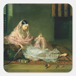 Muslim Dam Reclining, 1789 (oil on canvas) Fyrkantigt Klistermärke