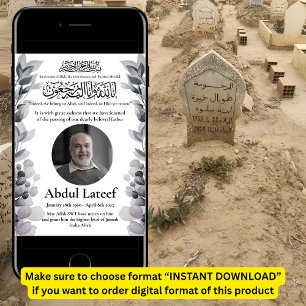 Muslim Death Announcement Male Janaza Prayer Inbjudningar