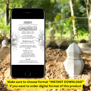 Muslim Death Announcement Male Janaza Prayer Inbjudningar