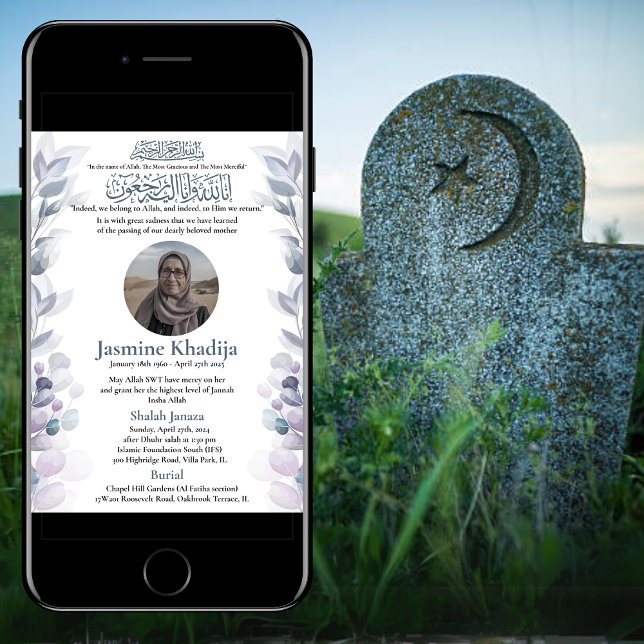 Muslim Dödsannonsen Female Janaza Prayer Inbjudningar (Skapare uppladdad)