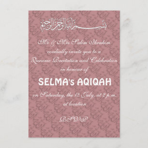 Muslim flicka Rosa Aqiqah Inbjudningar
