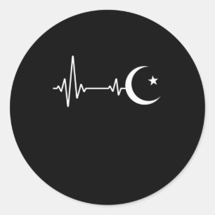 Muslim Islam Heartslag Islamic Allah Mecca Hajj Gi Runt Klistermärke
