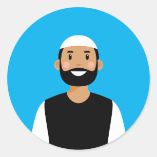 Muslim Man Classic Round Sticker Runt Klistermärke