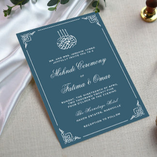Muslim Mehndi Ceremony Navy Blue Ram Inbjudningar