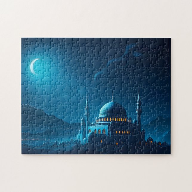 Muslim Mosque Artwork Islamic Illustration Pussel (Horisontell)