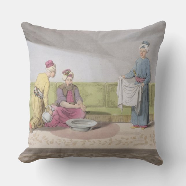 Muslim som utför hans Ablutions, pläterar 34 från Kudde (Framsida)