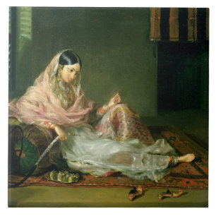 Muslimdam som Reclining, 1789 (olja på kanfas) Kakelplatta