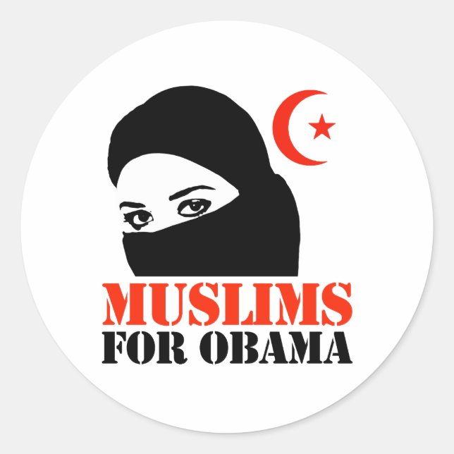 MUSLIMER FÖR OBAMA RUNT KLISTERMÄRKE (Framsida)