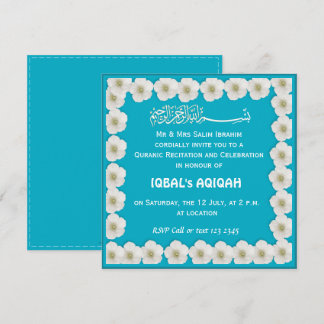 Muslimisk babypojke blå Aqiqah Inbjudningar