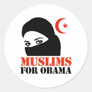 MUSLIMS FÖR OBAMA RUNT KLISTERMÄRKE