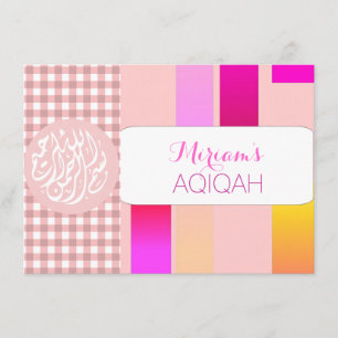 Muslimska flicka rosa aqiqah Islamic Inbjudningar